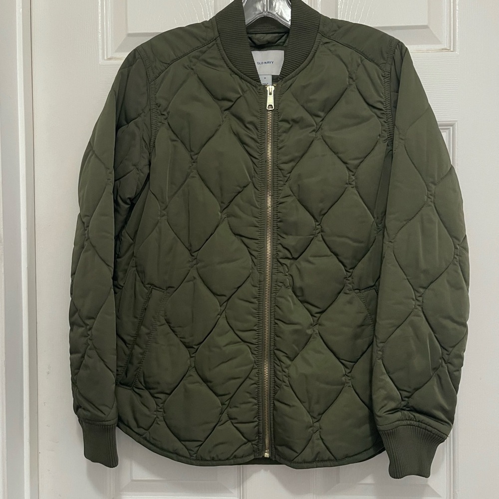 OLD NAVY Olive Green Quilted Zip Liner Jacket - Women’s Sz M